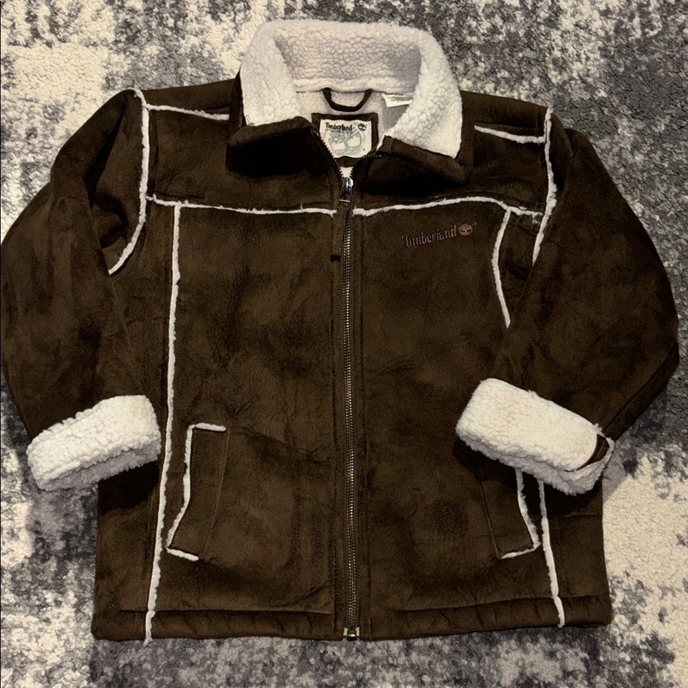 Timberland Kids Brown and White Sherpa Jacket